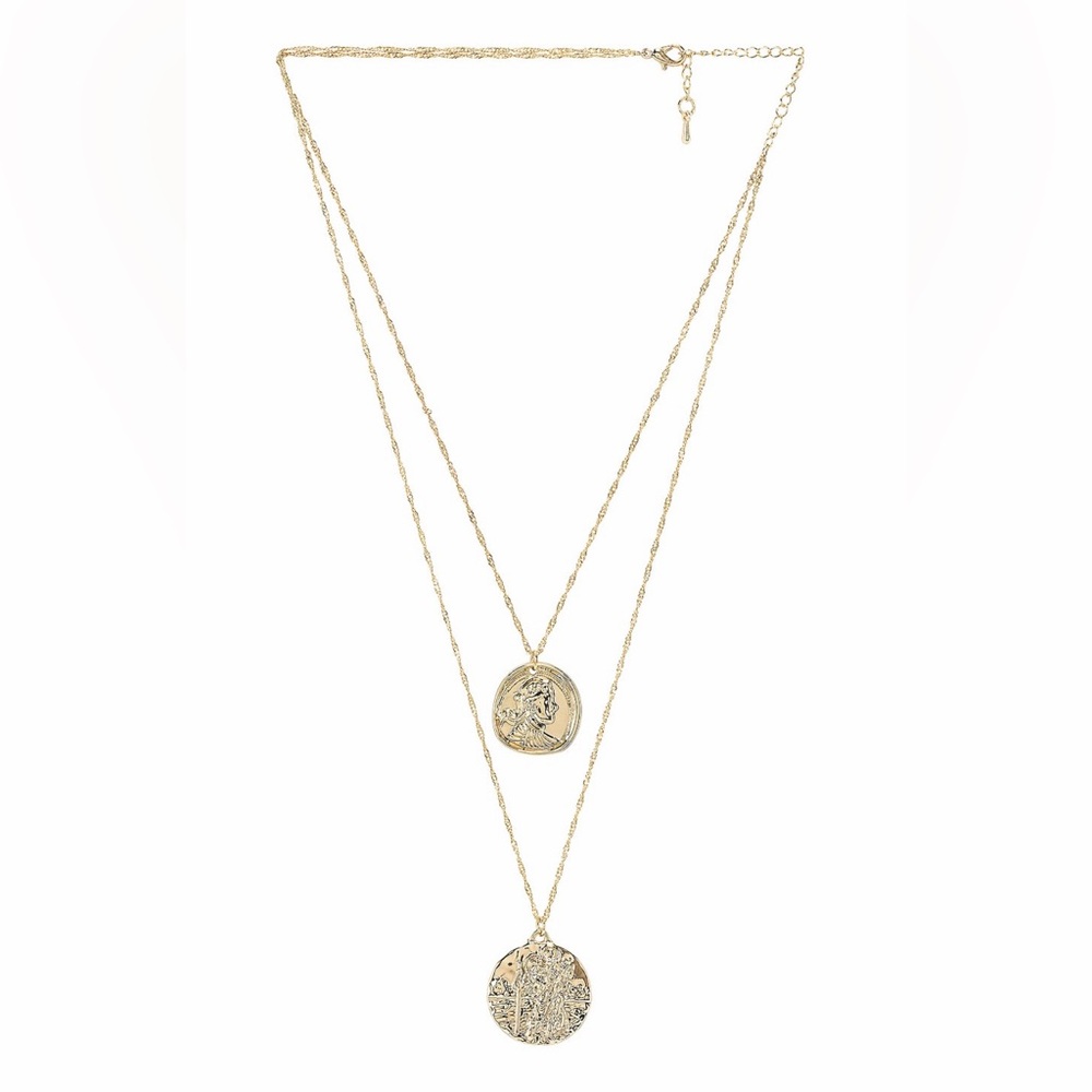 Amber Sceats x Revolve Athens 24k Gold Plated Coin Pendant Layered Necklace
